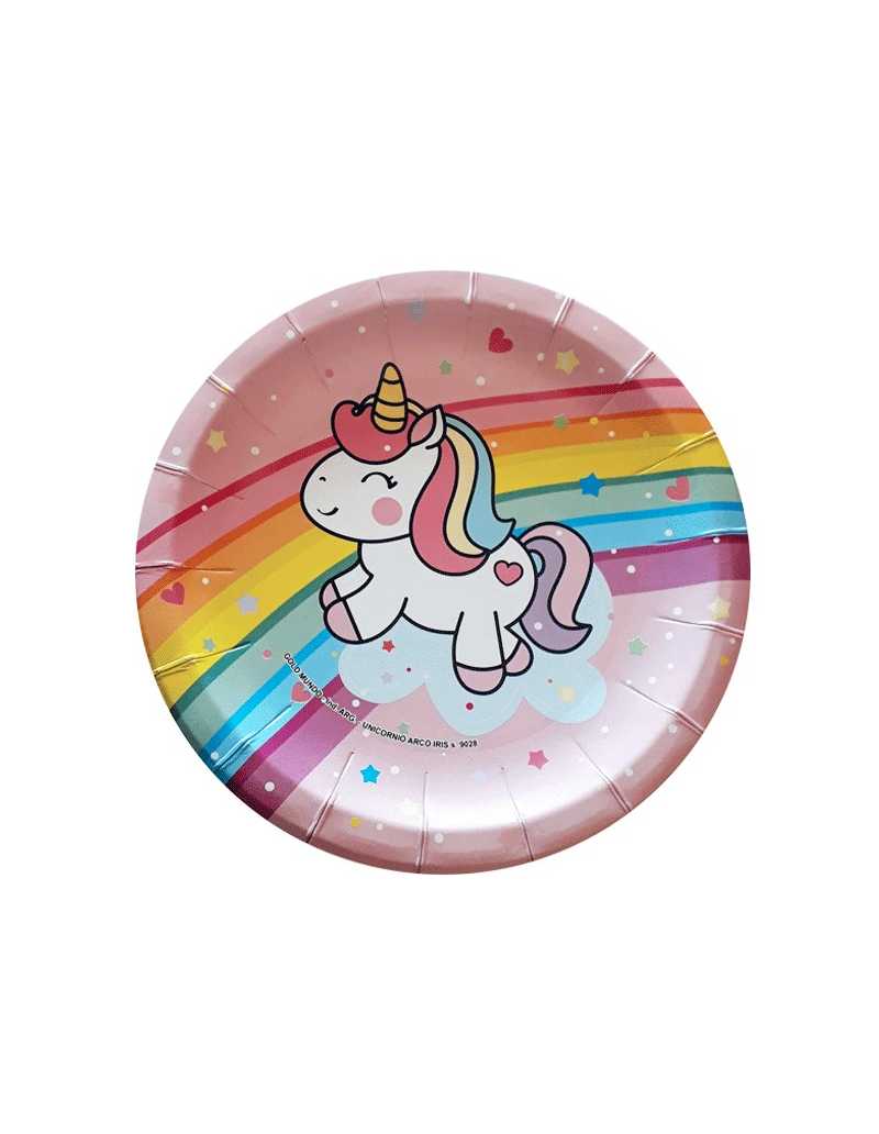 PLATO UNICORNIO ARCO IRIS x8