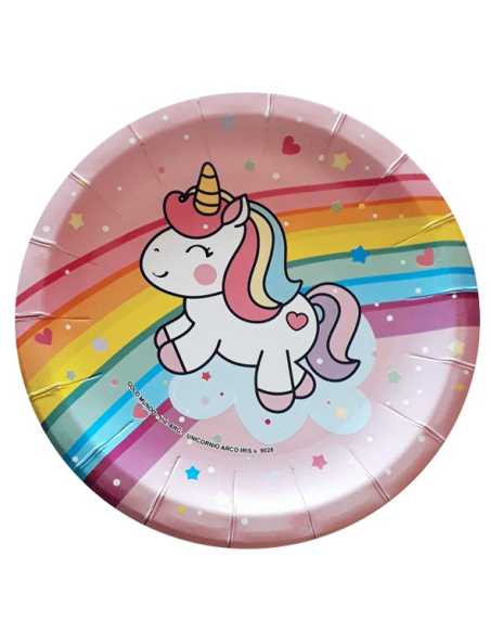 PLATO UNICORNIO ARCO IRIS x8