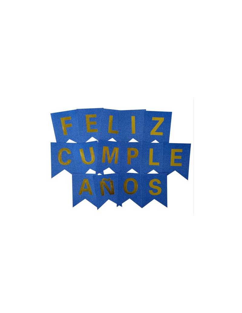 BANDERIN GIBREADO FELIZ CUMPLEAÑOS AZUL