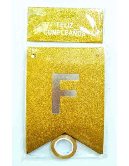 BANDERIN GIBREADO FELIZ CUMPLEAÑOS DORADO
