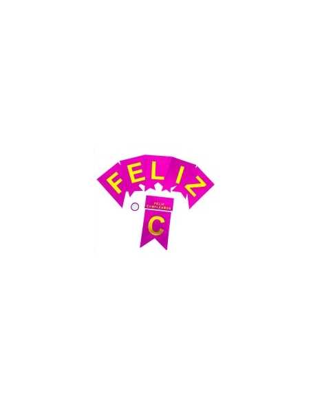 BANDERIN GIBREADO FELIZ CUMPLEAÑOS FUCSIA