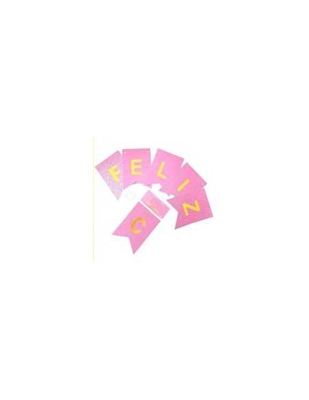 BANDERIN GIBREADO FELIZ CUMPLEAÑOS ROSA