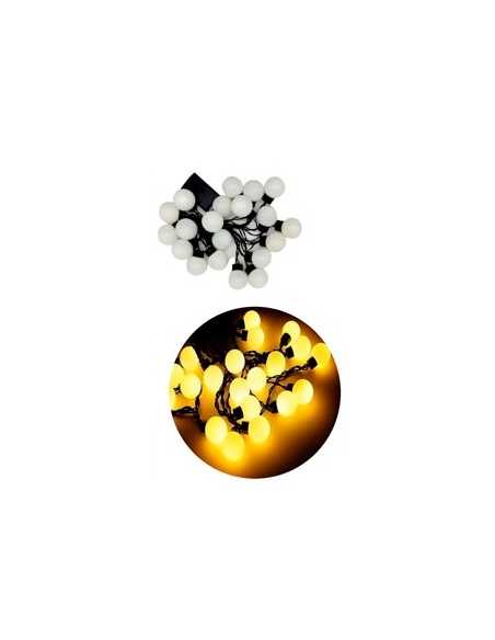 GUIRNALDA ESFERA PLASTICA 5cm DIAM 20 LUCES PILA AA CABLE TRANSPARENTE CALIDA