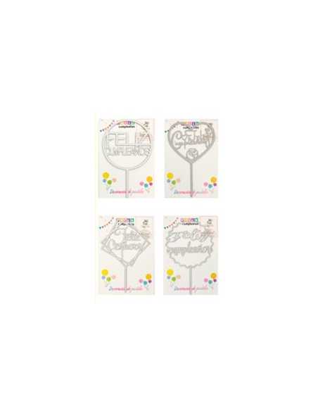 CAKE TOPPER SURTIDOS CON GIBRE PLATA