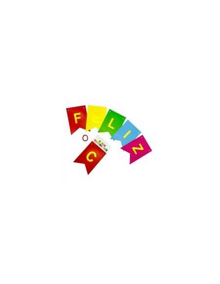 BANDERIN LISO FELIZ CUMPLEAÑOS DEGRADE DE COLORES MULTICOLOR