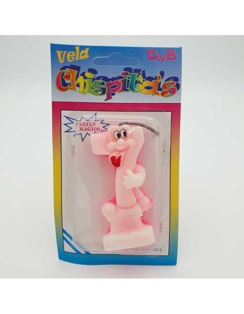 VELA NUMEROTE BICOLOR CARITAS ROSA 7