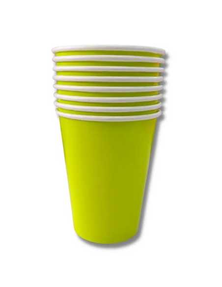 VASO POLIPAPEL x8 AMARILLO FLUO