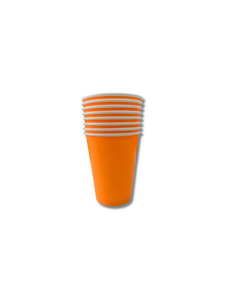 VASO POLIPAPEL x8 NARANJA FLUO