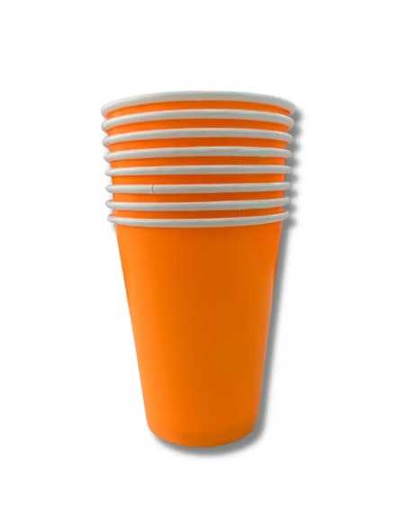 VASO POLIPAPEL x8 NARANJA FLUO