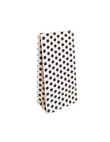 BOLSA PAPEL BLANCA CON LUNAR NEGRO x10