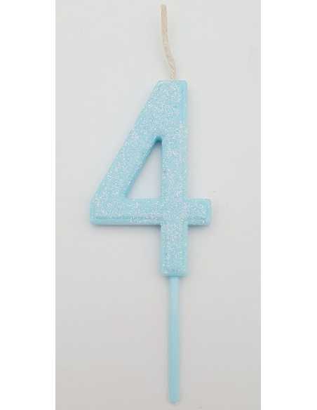 NUMERO 4 CELESTE PASTEL GLITTER