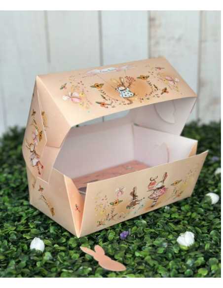 CAJA HUEVO DE PASCUA 21x14 ESTAMPADO NARANJA