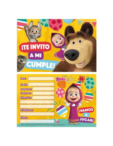 INVITACION MASHA Y EL OSO x10