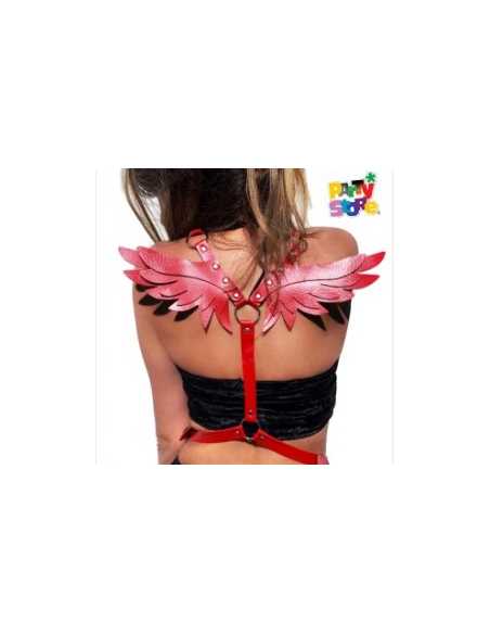 ALAS DE DIABLITA SEXY DE CUERO ROJO CON ALAS TAMAÑO ADULTO