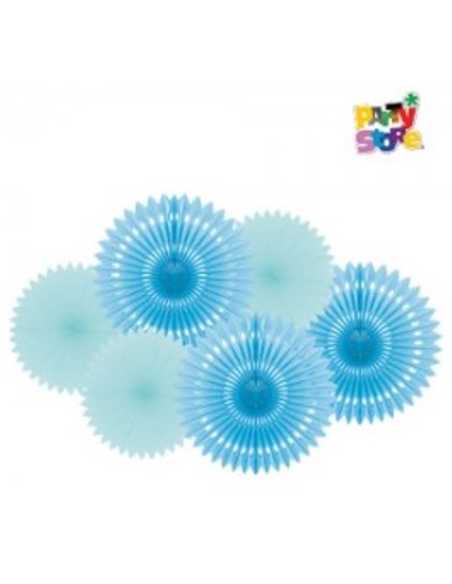 KIT 6 ABANICOS TONOS AZULES