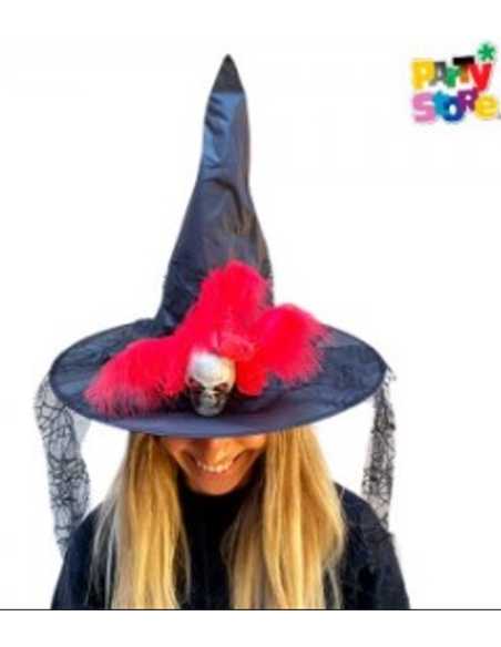 GORRO BRUJA CALAVERA Y FLORES