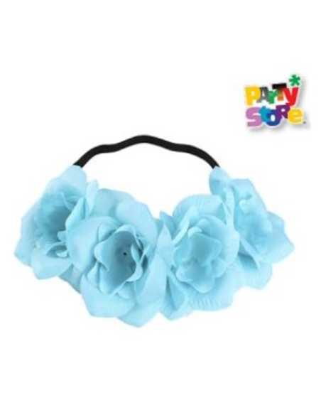 DIADEMA DE FLORES TURQUESA
