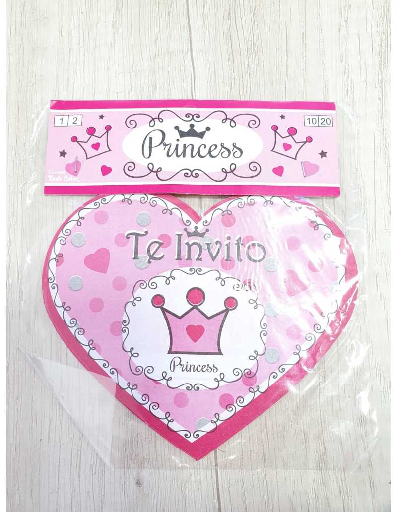 INVITACION CORAZON PRINCESS x10