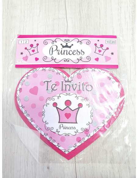 INVITACION CORAZON PRINCESS x10