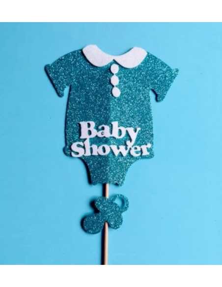 ADORNO DE GOMA EVA CON PINCHE BABY SHOWER ROPITA CELESTE