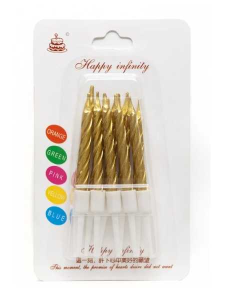 VELAS TORNEADAS METALIZADAS DORADO x1