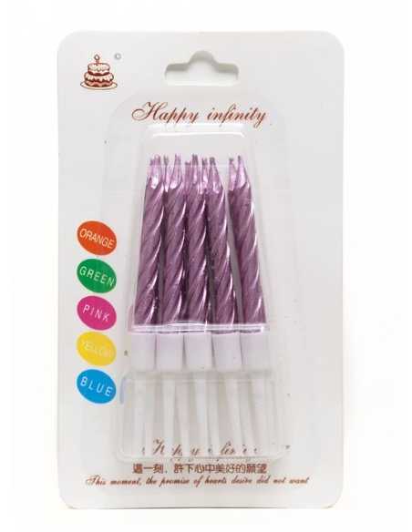 VELAS TORNEADAS METALIZADAS ROSA GOLD x1