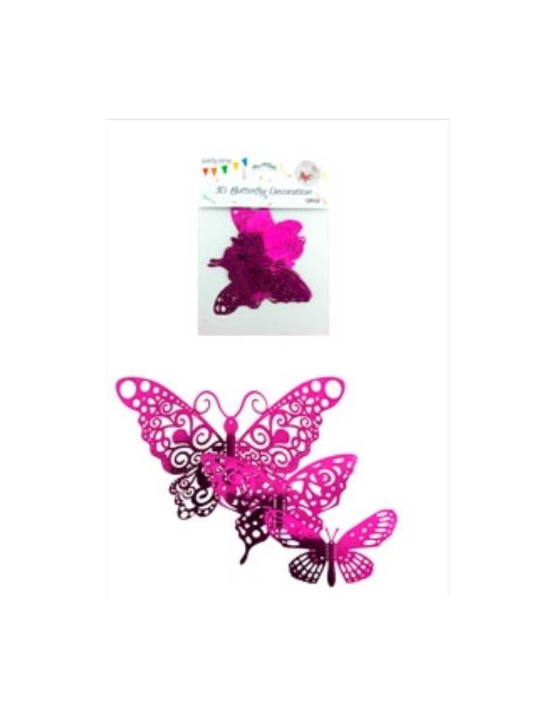 ADORNO MARIPOSA 3D GIBREADO 6u FUCSIA