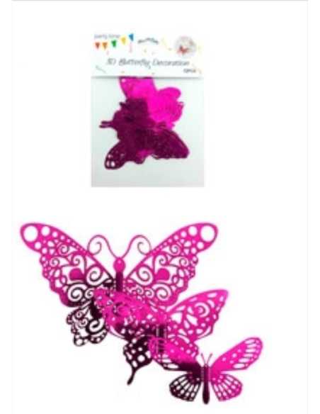 ADORNO MARIPOSA 3D GIBREADO 6u FUCSIA