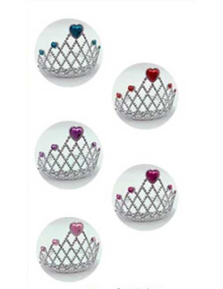 CORONA PLASTICA PLATEADA CON MINI CORAZONES COLORES SURTIDOS x1