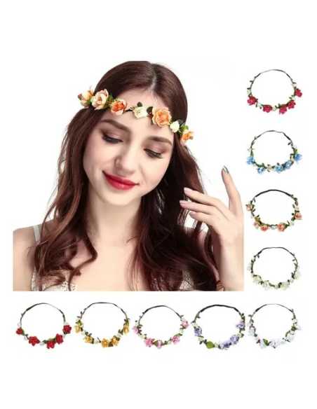 VINCHA ELASTICA DE FLORES MODELOS SURTIDOS x1