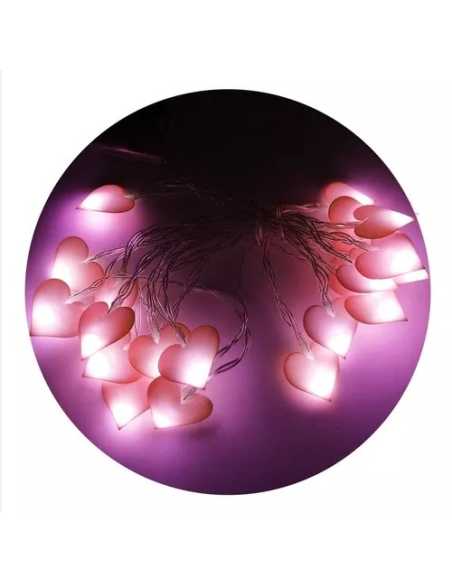GUIRNALDA LED 20 LUCES CORAZON PVC 3M CALIDA PILA AA
