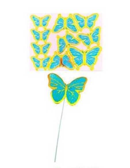 CAKE TOPPER MARIPOSA CARTON CON ALAMBRE COLORES SURTIDOS x10