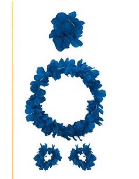 SET DE FLORES PREMIUM (COLLAR PULSERAS CORONA) AZUL x1