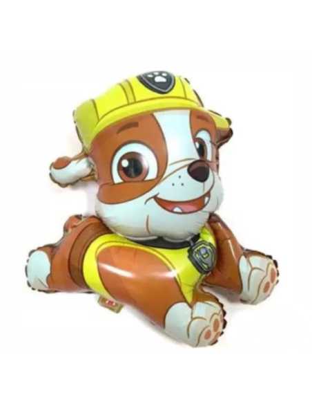 GLOBO METALIZADO PERSONAJES SILUETA CHICO 15" 40cm PAW PATROL RUBBLE 2x1