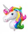 GLOBO METALIZADO SILUETA 15" 40cm CABEZA UNICORNIO BLANCO MULTICOLOR x1