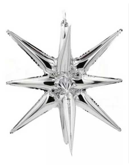 GLOBO METALIZADO ESTRELLA 15 PUNTAS 3D 50cm PLATA x1