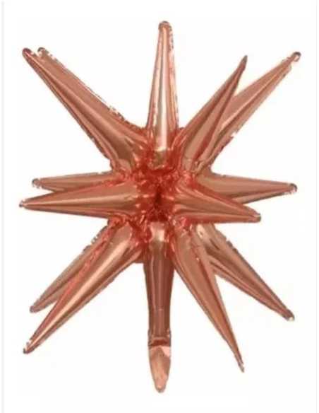 GLOBO METALIZADO ESTRELLA 15 PUNTAS 3D 50cm ROSA GOLD x1