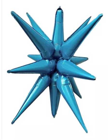 GLOBO METALIZADO ESTRELLA 15 PUNTAS 3D 50cm TURQUESA x1