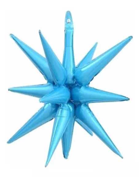 GLOBO METALIZADO ESTRELLA 15 PUNTAS 3D 50cm CELESTE x1