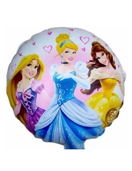 GLOBO METALIZADO PERSONAJES 10" 25cm PRINCESAS FONDO FUCSIA MODELO SURTIDO x1