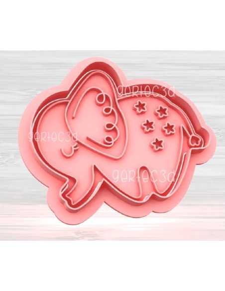 CORTANTE + STAMP 8cm ELEFANTE CON ESTRELLAS