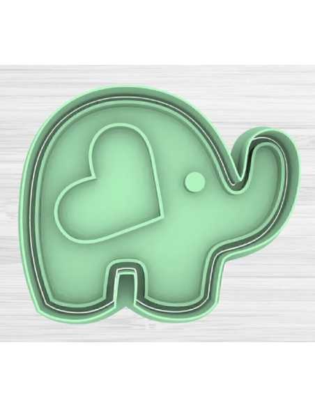 CORTANTE + STAMP 8cm ELEFANTE CORAZON
