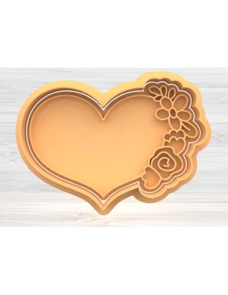 CORTANTE + STAMP 8cm MARQUITO CORAZON FLORAL