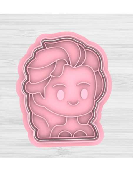 CORTANTE + STAMP 8cm PRINCESA ELSA ESTILO FUNKO
