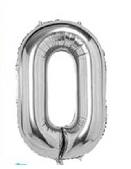 GLOBO A GRANEL METALIZADO PLATA 32" (81cm) Numero 0 x1