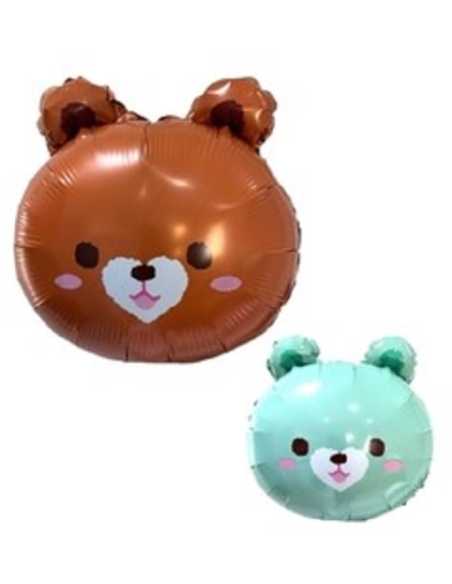 GLOBO METALIZADO SILUETA CHICO 15" 40cm CARITA DE OSO COLORES SURTIDOS