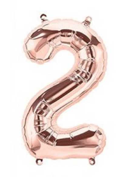 GLOBO A GRANEL METALIZADO ROSA GOLD 16" 40cm Numero 2 x1