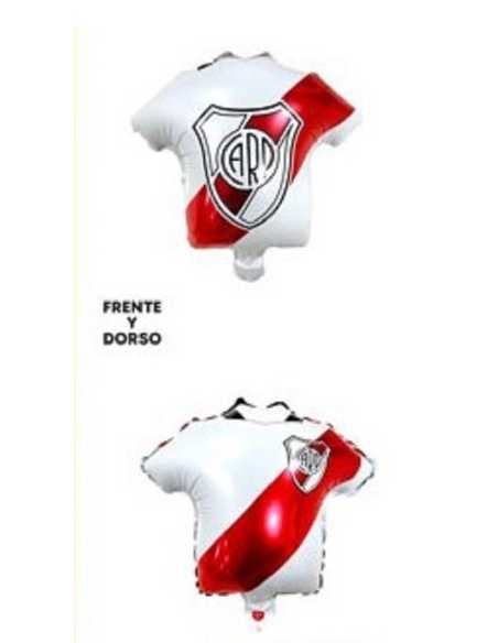 GLOBO METALIZADO CAMISETA DE FUTBOL 34x36cm ROJO Y BLANCO x1