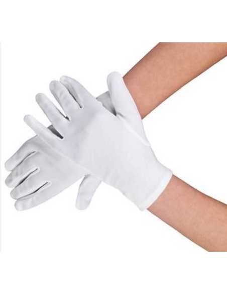 GUANTES BLANCOS DE TELA ADULTO CORTO LYCRA x1