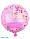 GLOBO METALIZADO 18" 45cm COCHE BABY GIRL ROSA x1